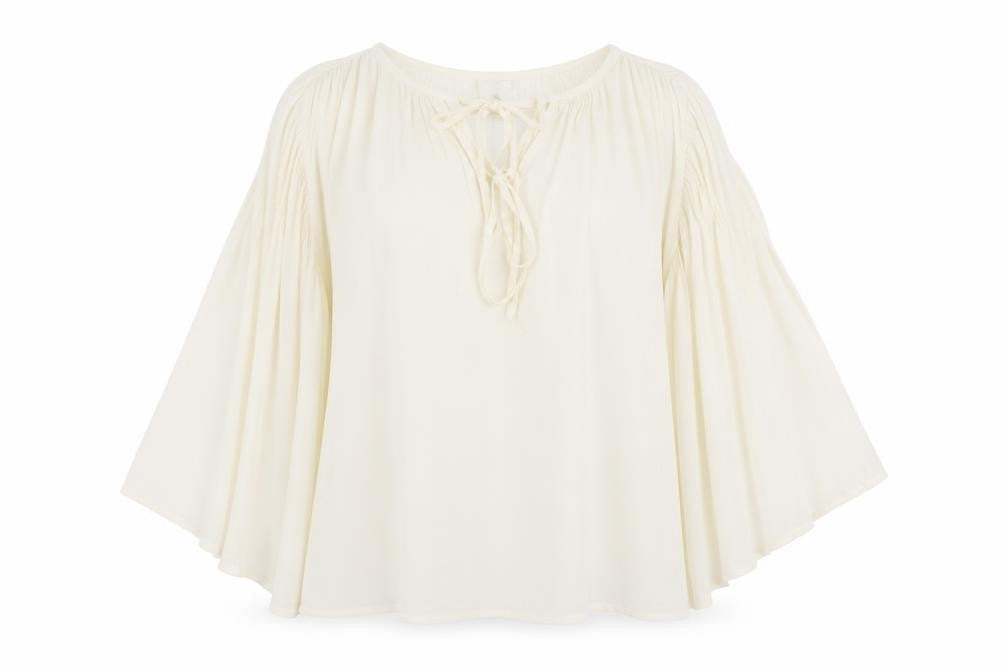 ASOS Women’s Ivory Chiffon Long Sleeve Boho Peasant Blouse Size 4