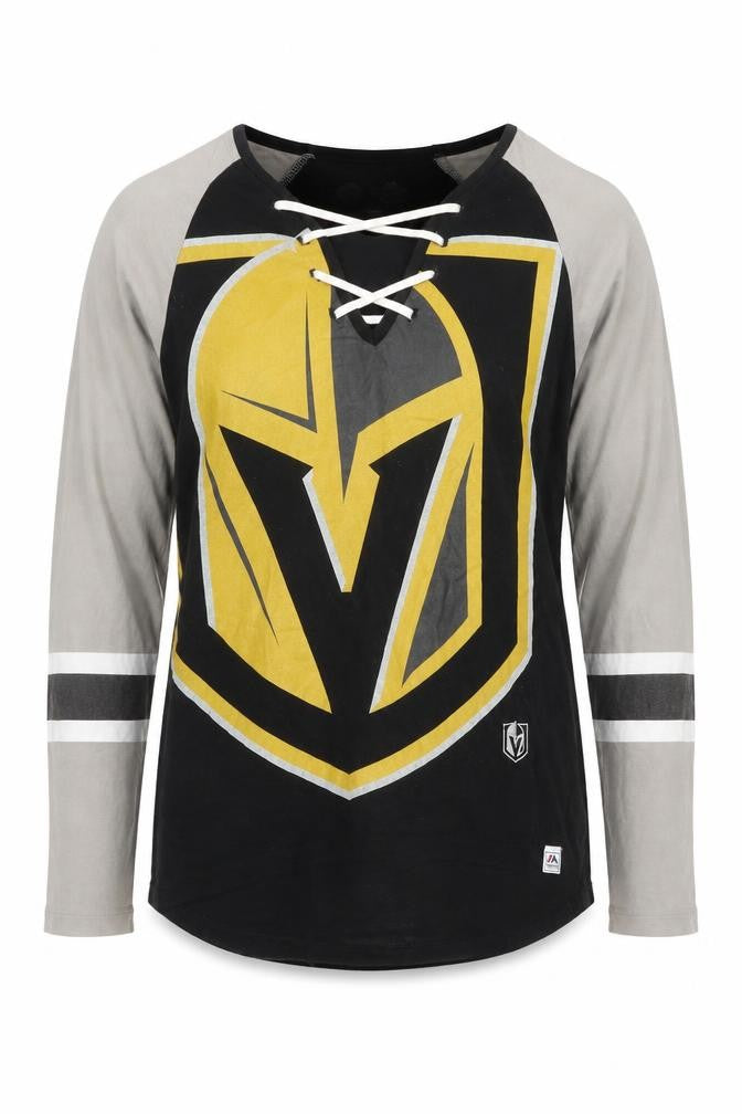 Majestic Unisex Adults Black NHL Long Sleeve V-Neck Sports T-Shirt Size S