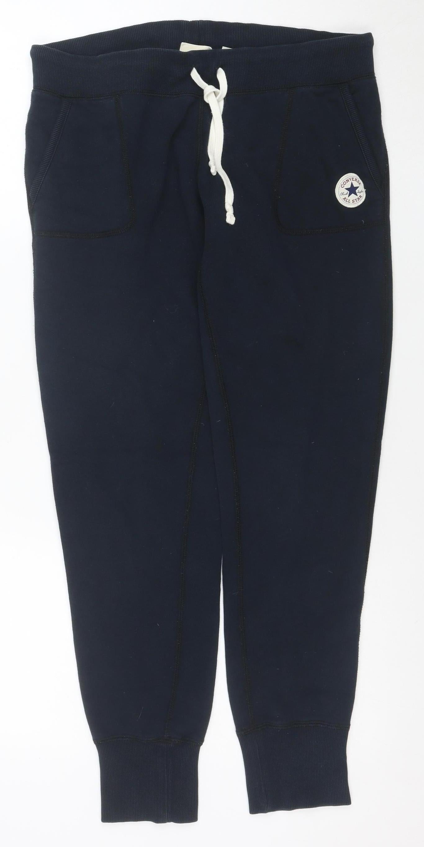 Converse Men Black M Jogger Sweatpants Cotton Blend Drawstring