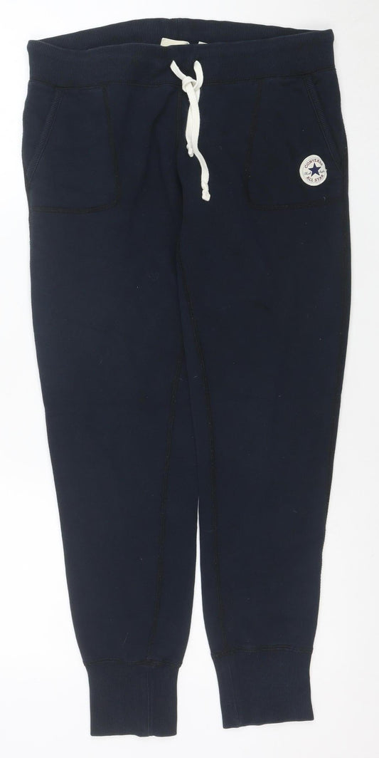 Converse Men Black M Jogger Sweatpants Cotton Blend Drawstring
