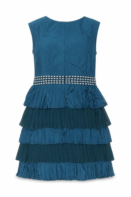 Miss Selfridge Women’s Blue Ruffle Bow Shift Party Dress Size 8