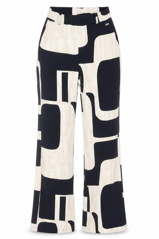 AIME BALANCE Women's Black Geometric Regular Trousers Size M