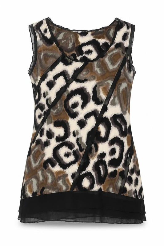 Per Una Women Brown Animal Print Sleeveless A-Line Dress Size 12