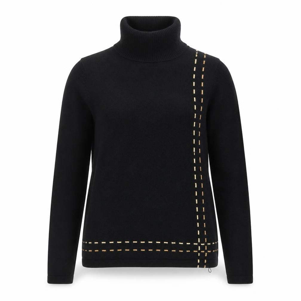 Front view of Mexx Women's Black Roll Neck Jumper, size S, 100% Cotton