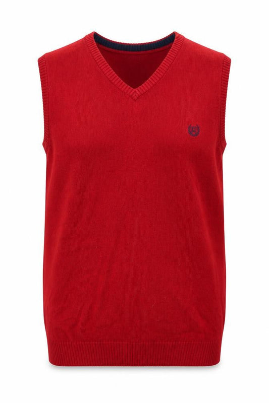 Chaps Men's Red Cotton V-Neck Sleeveless Knit Vest Jumper M