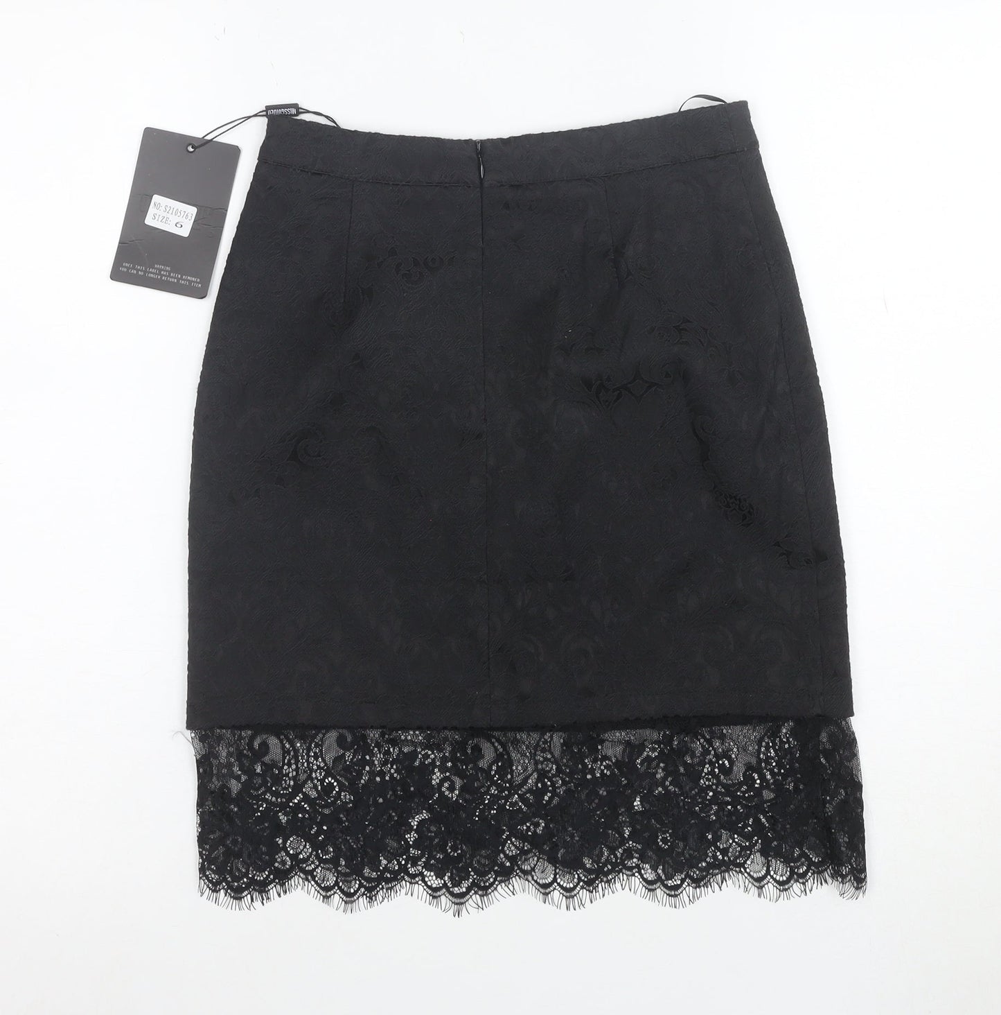 Missguided Women's Black Lace Hem Pencil Skirt Size 6
