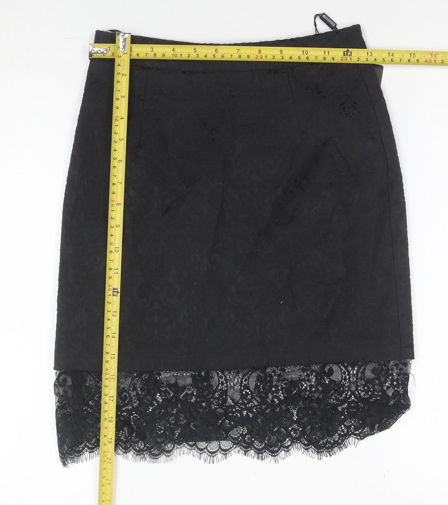 Missguided Women's Black Lace Hem Pencil Skirt Size 6