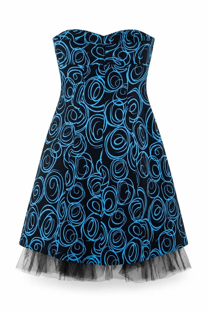 Quiz Women Black Blue Strapless A-Line Knee Dress Size 10