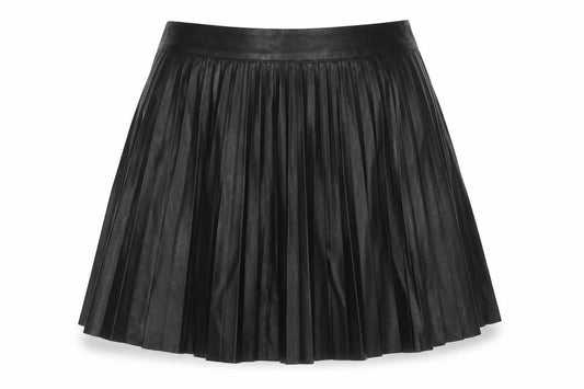Topshop Petite Women's Black Faux Leather Pleated Skirt Size 6