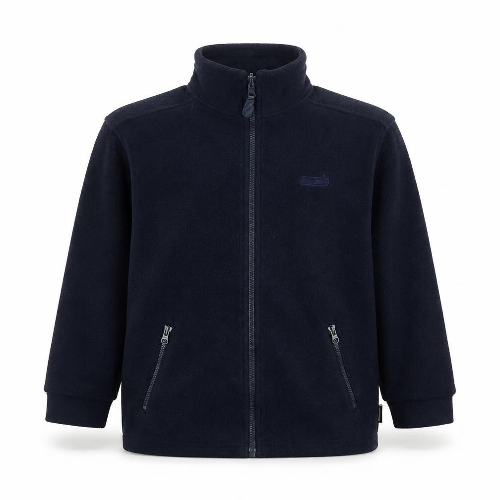 Front view of Peter Storm boys’ blue fleece full zip jacket 7-8 years polyester warm layer