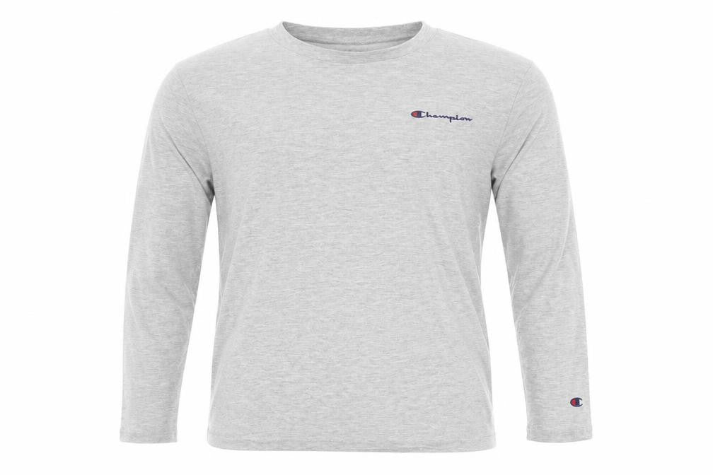 Champion Men's Grey Long Sleeve Crew Neck Cotton T-Shirt M