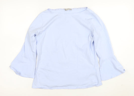 Hobbs Women Blue 3/4 Sleeve Cotton Boat Neck Blouse Size S