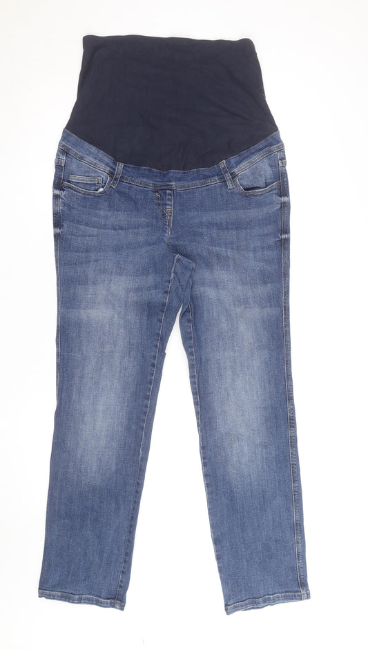 Next Maternity Women's Blue Straight Leg Jeans Size 16 High Rise Stretch