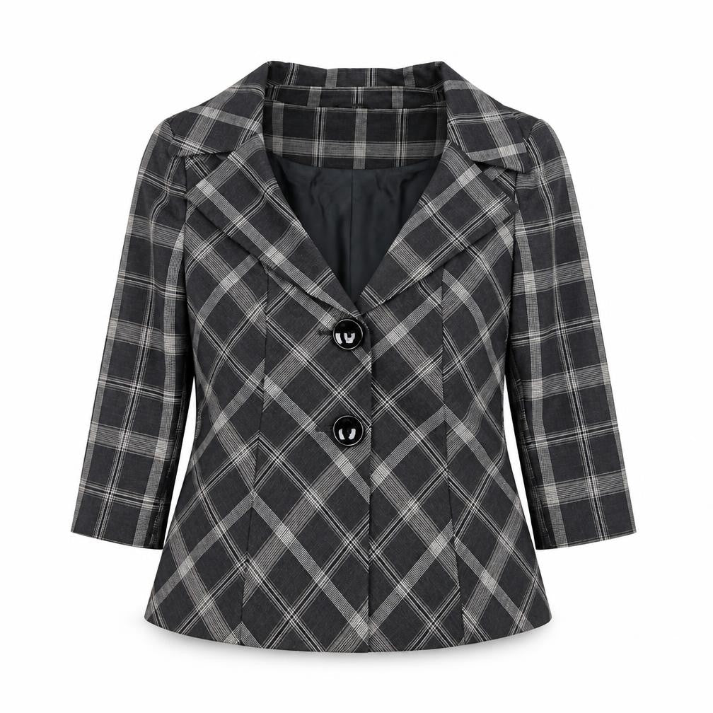 Kaliko Women Black Check Single-Breasted Blazer Size 10