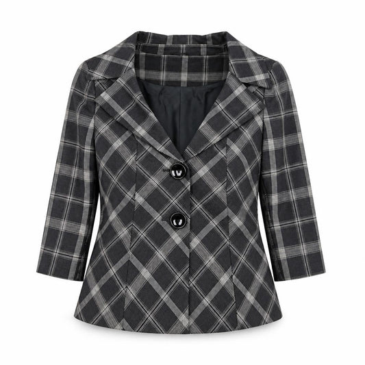Kaliko Women Black Check Single-Breasted Blazer Size 10