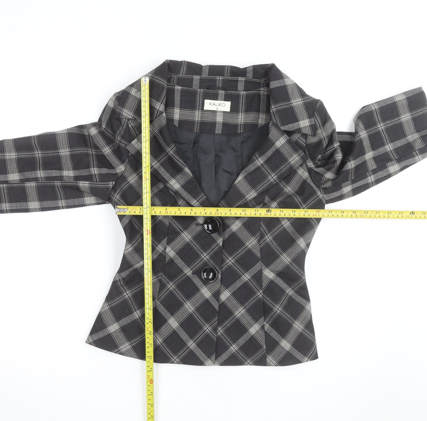 Kaliko Women Black Check Single-Breasted Blazer Size 10