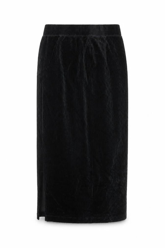 Uniqlo Women Black Velvet Midi Pencil Skirt XS Stretch Lined
