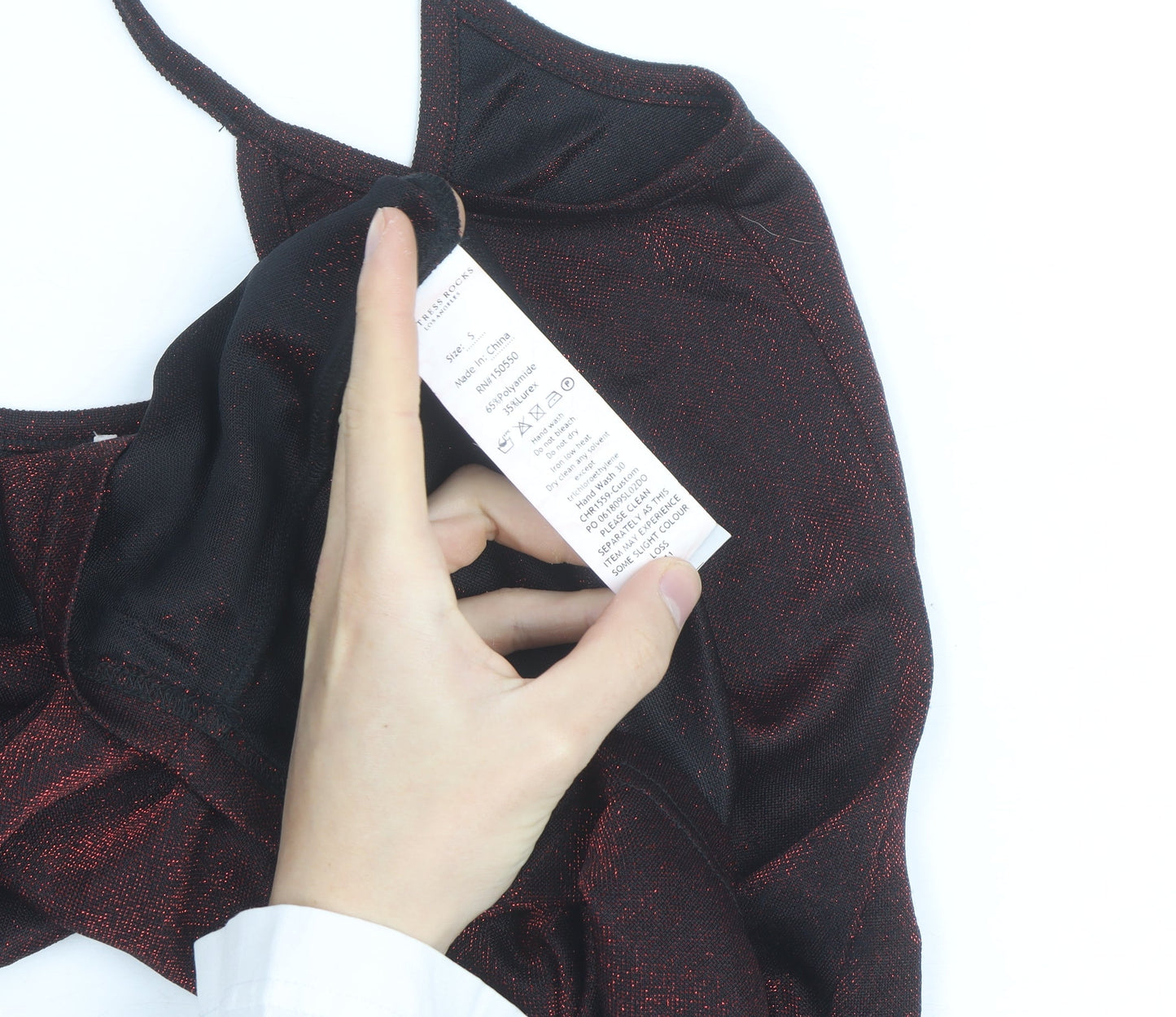 Mistress Rocks Women’s Red Glitter Slip Mini Dress Size S Partywear