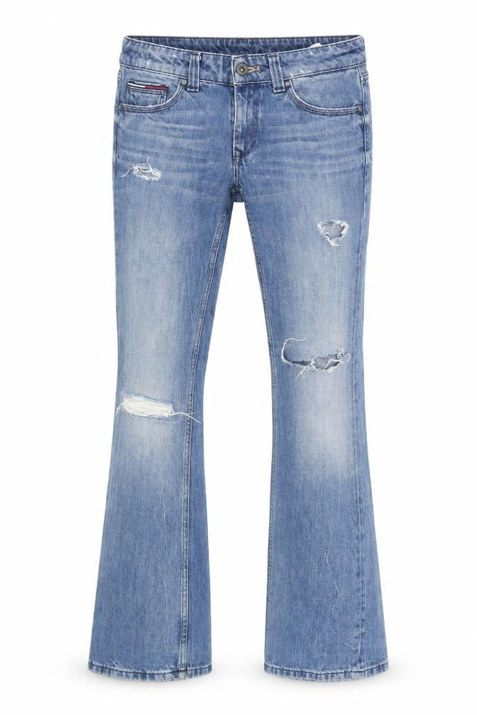 Tommy Hilfiger Men Blue 28x30 Bootcut Distressed Denim Jeans