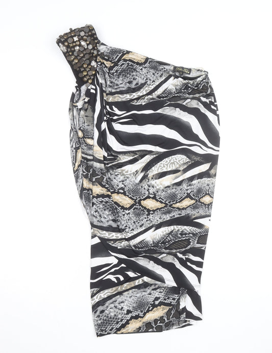 Ko-Tee Women’s Multicoloured Animal Print One Shoulder Bodycon Dress Size M