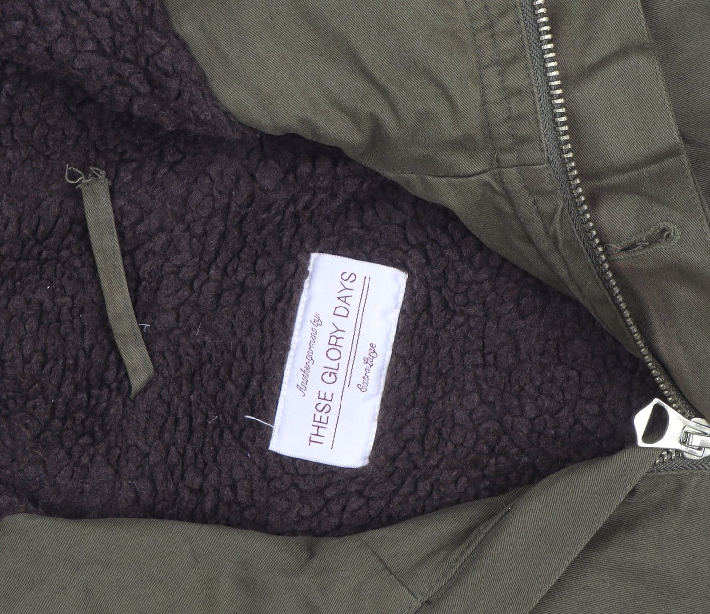 These Glory Days Men's Green Hooded Parka Jacket M Cotton Lined