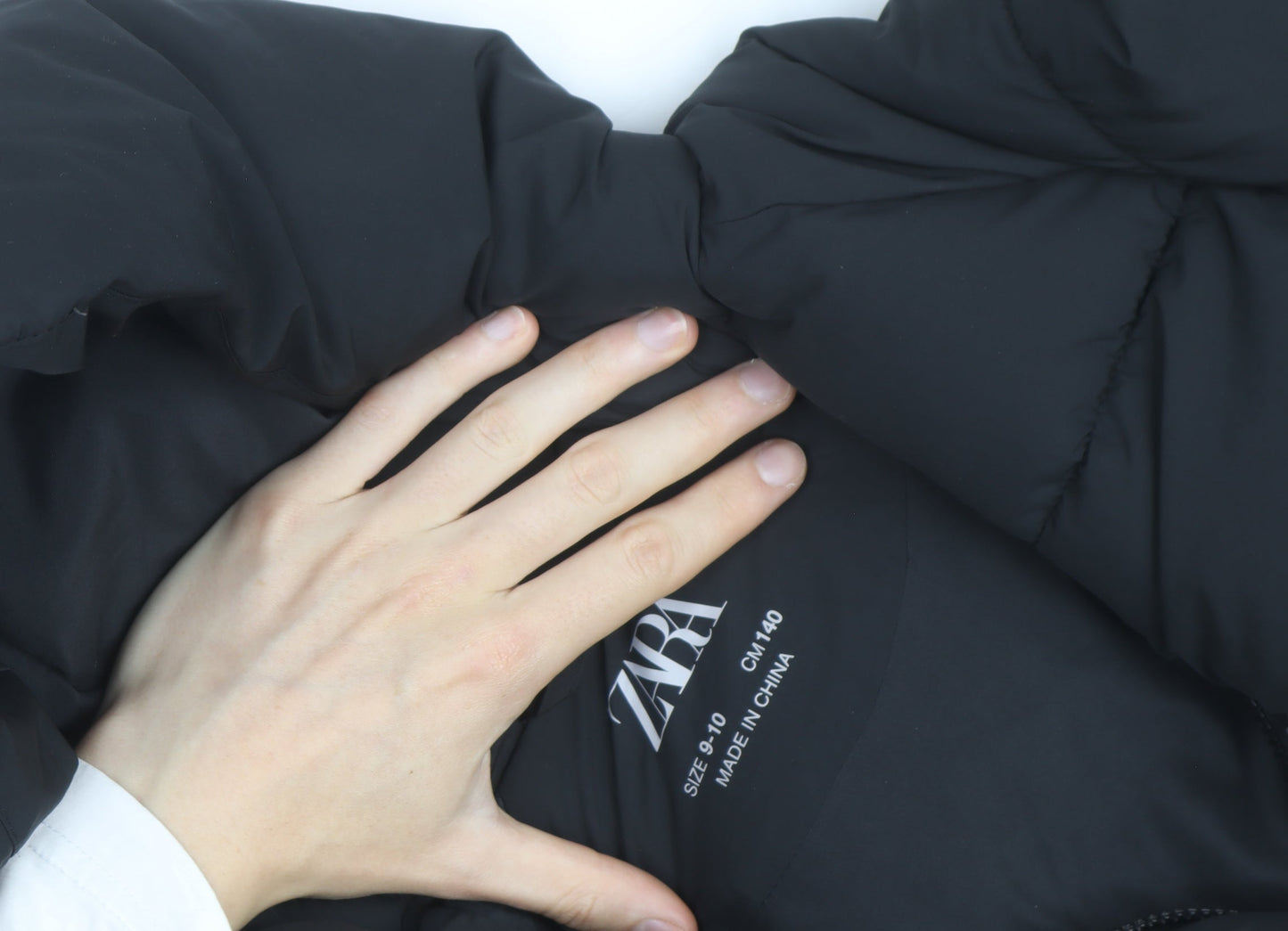 ZARA Girls Black Puffer Jacket 9-10 Years Hooded Winter Coat