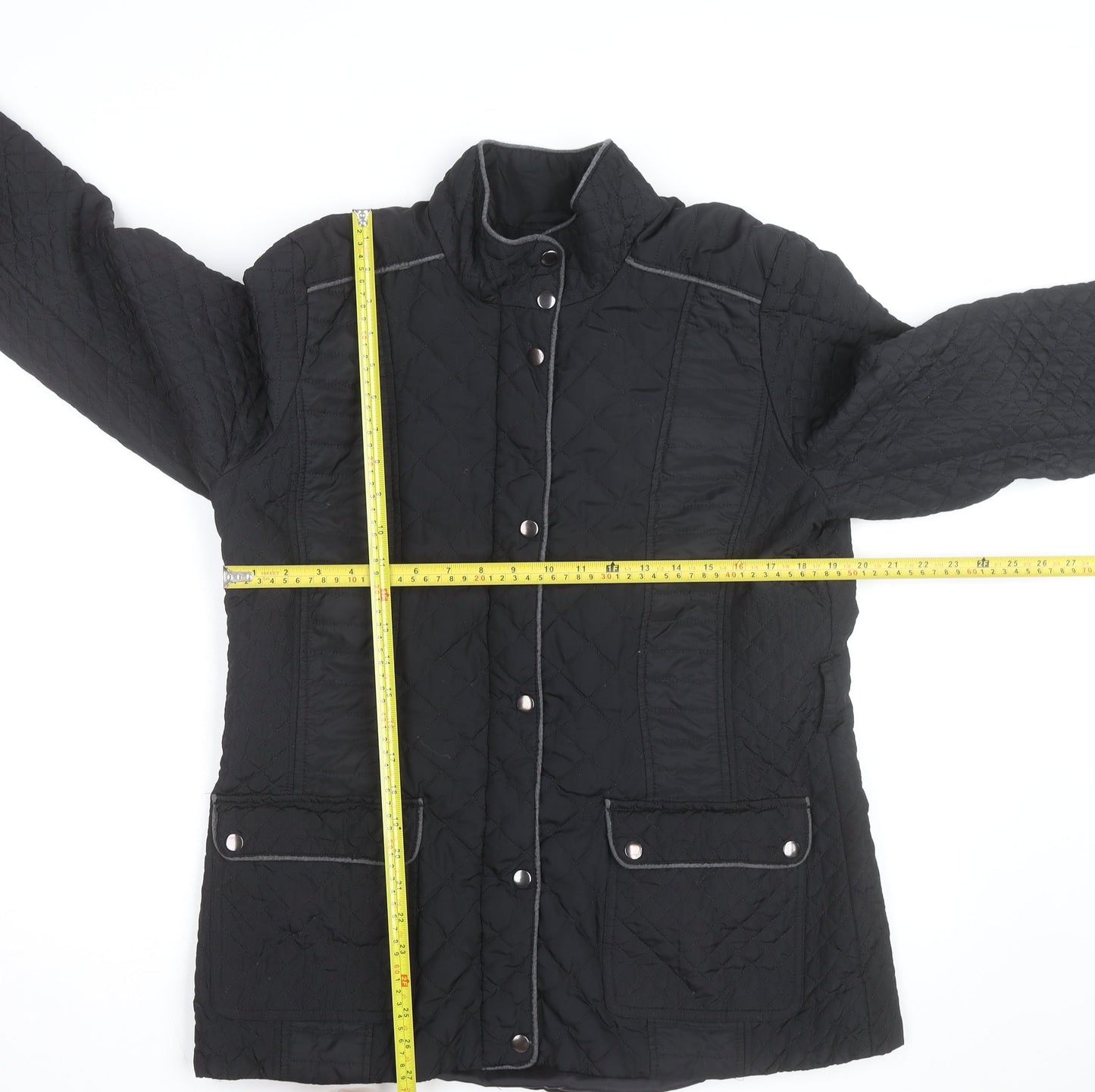 Wallis Womens Black Quilted Mid-Length Jacket Size 16
