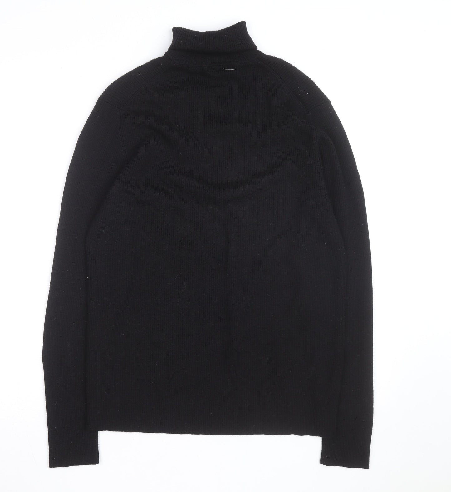 Gene Meyer Men's Black Wool Roll Neck Jumper Size L