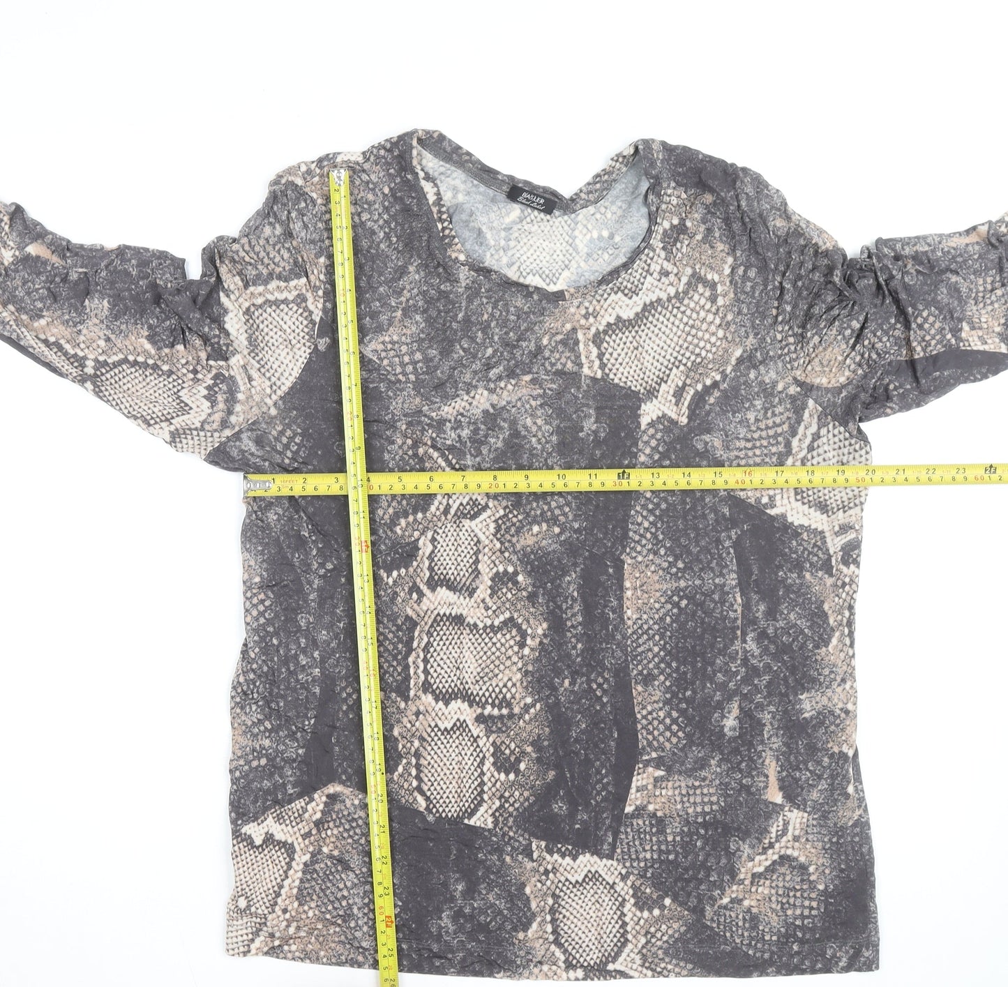 Basler Women’s Grey Snake Print Long Sleeve Jersey Top Size 12