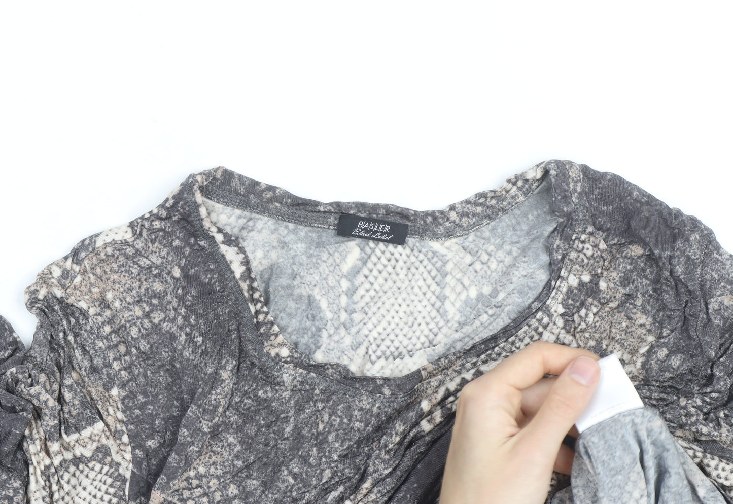 Basler Women’s Grey Snake Print Long Sleeve Jersey Top Size 12