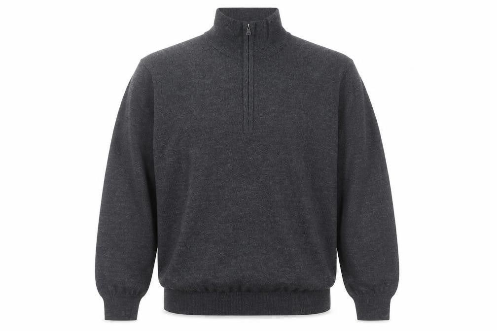 Gap Men's Grey Extra Fine Merino Wool Half Zip Jumper XL