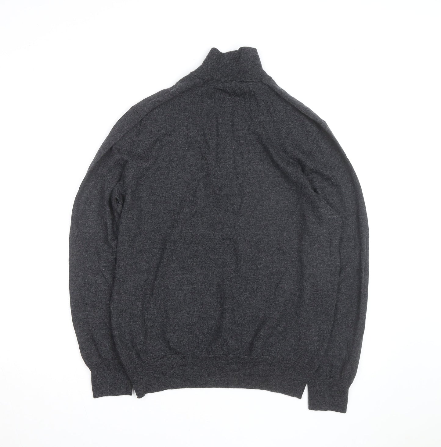 Gap Men's Grey Extra Fine Merino Wool Half Zip Jumper XL