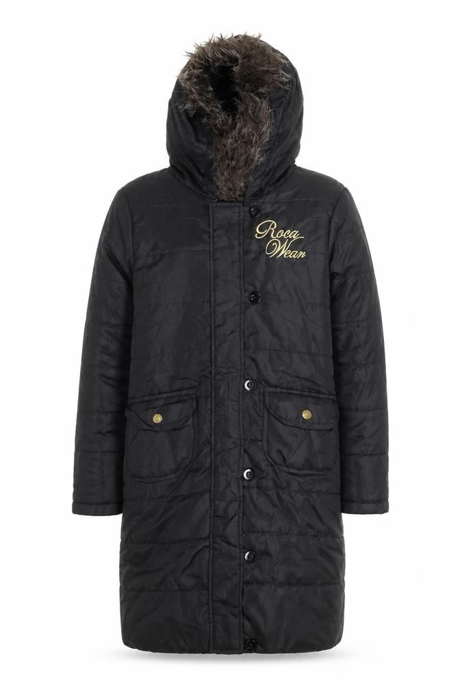 Rocawear Men's Black Hooded Padded Parka Coat Size M