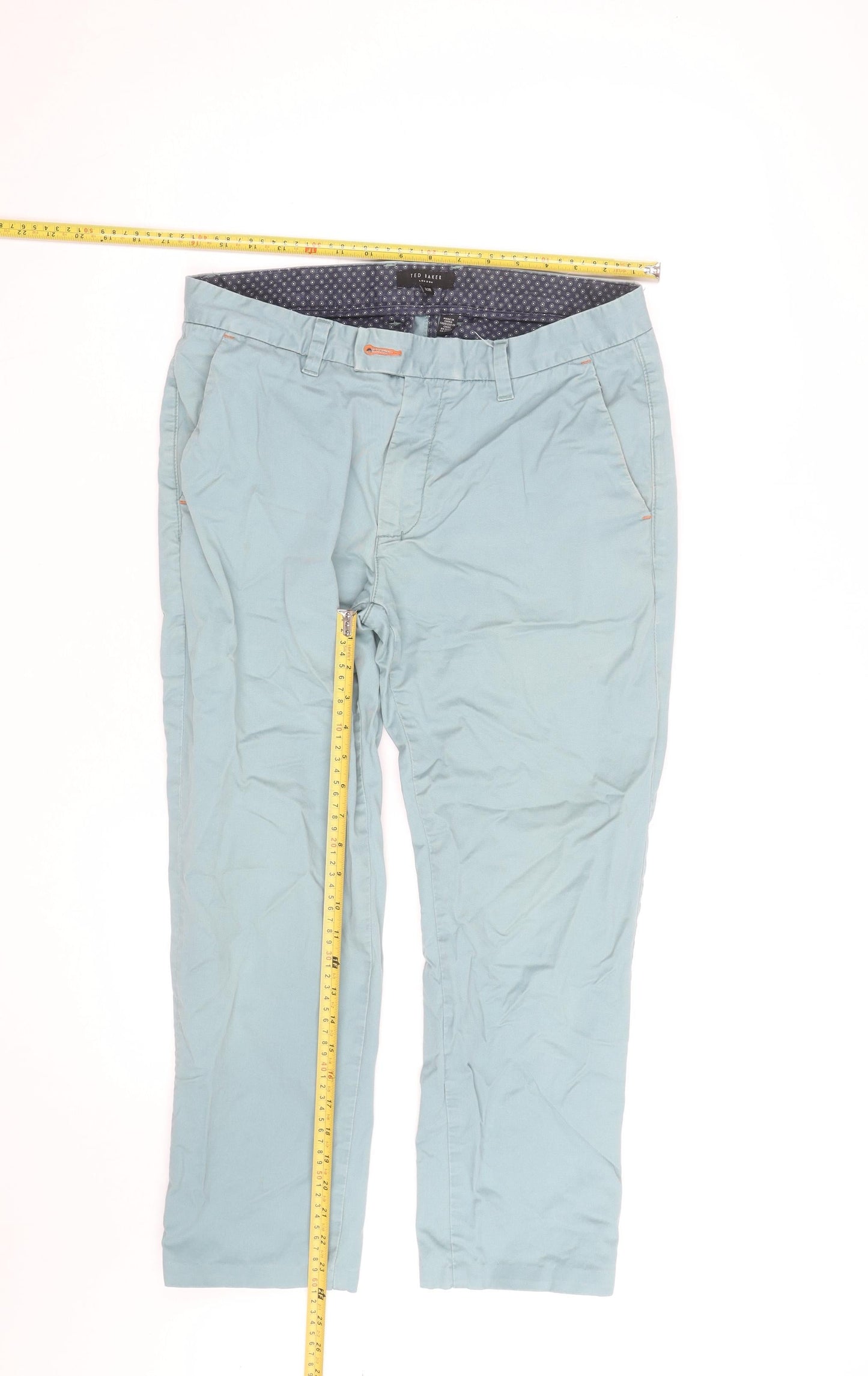Ted Baker Men's Blue 32R Chino Trousers Cotton Blend