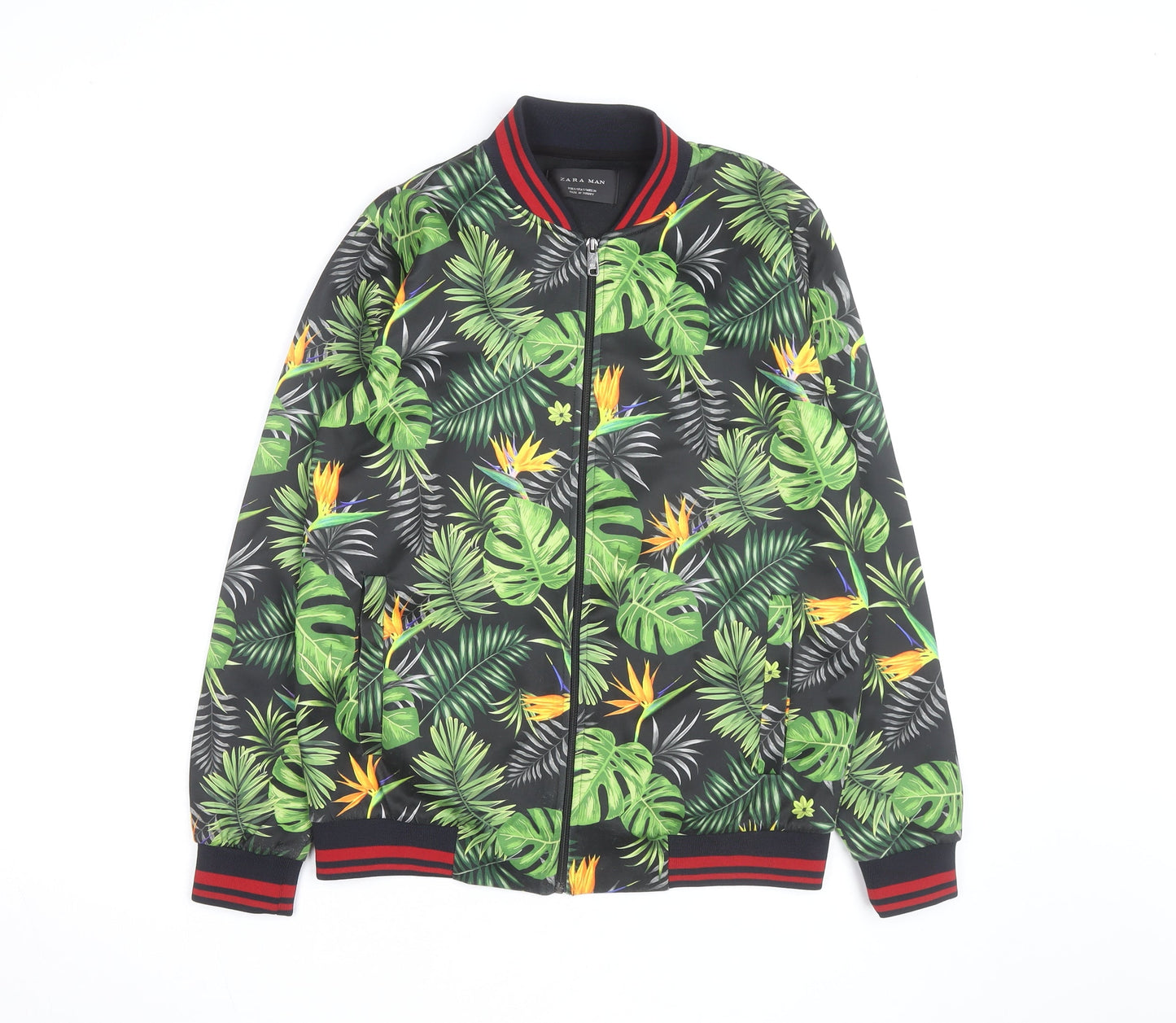 Zara Man Men's Multicoloured Tropical Bomber Jacket Size S