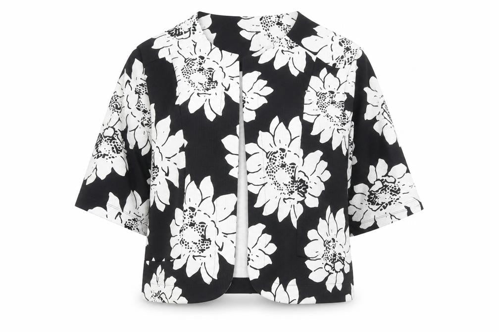 Next Women’s Black Floral 3/4 Sleeve Open Cardigan Size 16