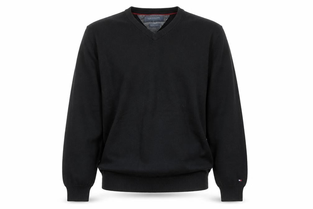 Tommy Hilfiger Men’s Black XL V-Neck Cotton Cashmere Jumper