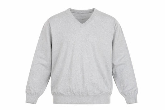 L.L. Bean Men's Grey XL V-Neck Cotton Cashmere Jumper