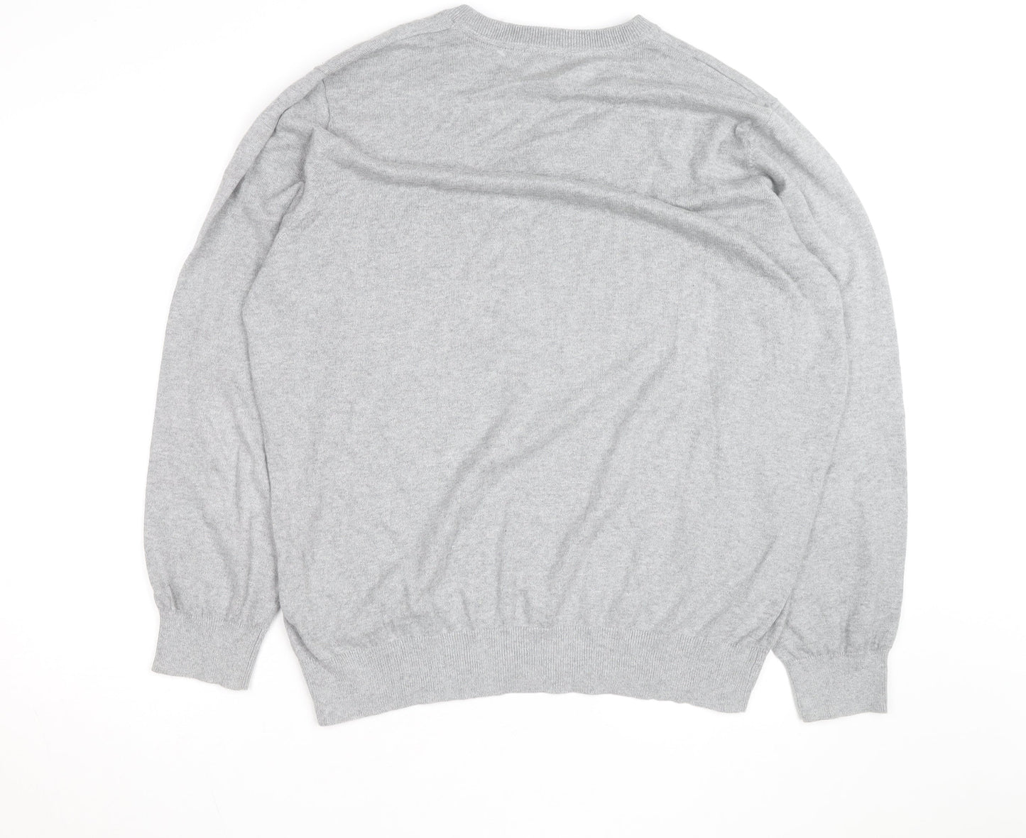 L.L. Bean Men's Grey XL V-Neck Cotton Cashmere Jumper