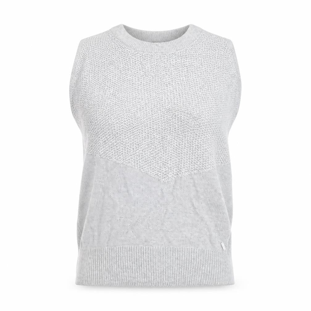 Morgan Women Grey Sleeveless Open Knit Pullover Jumper XS