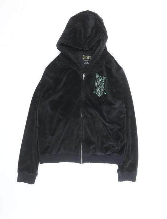 Wicked Girls Black Velour Rhinestone Full Zip Hoodie 12-13 Years