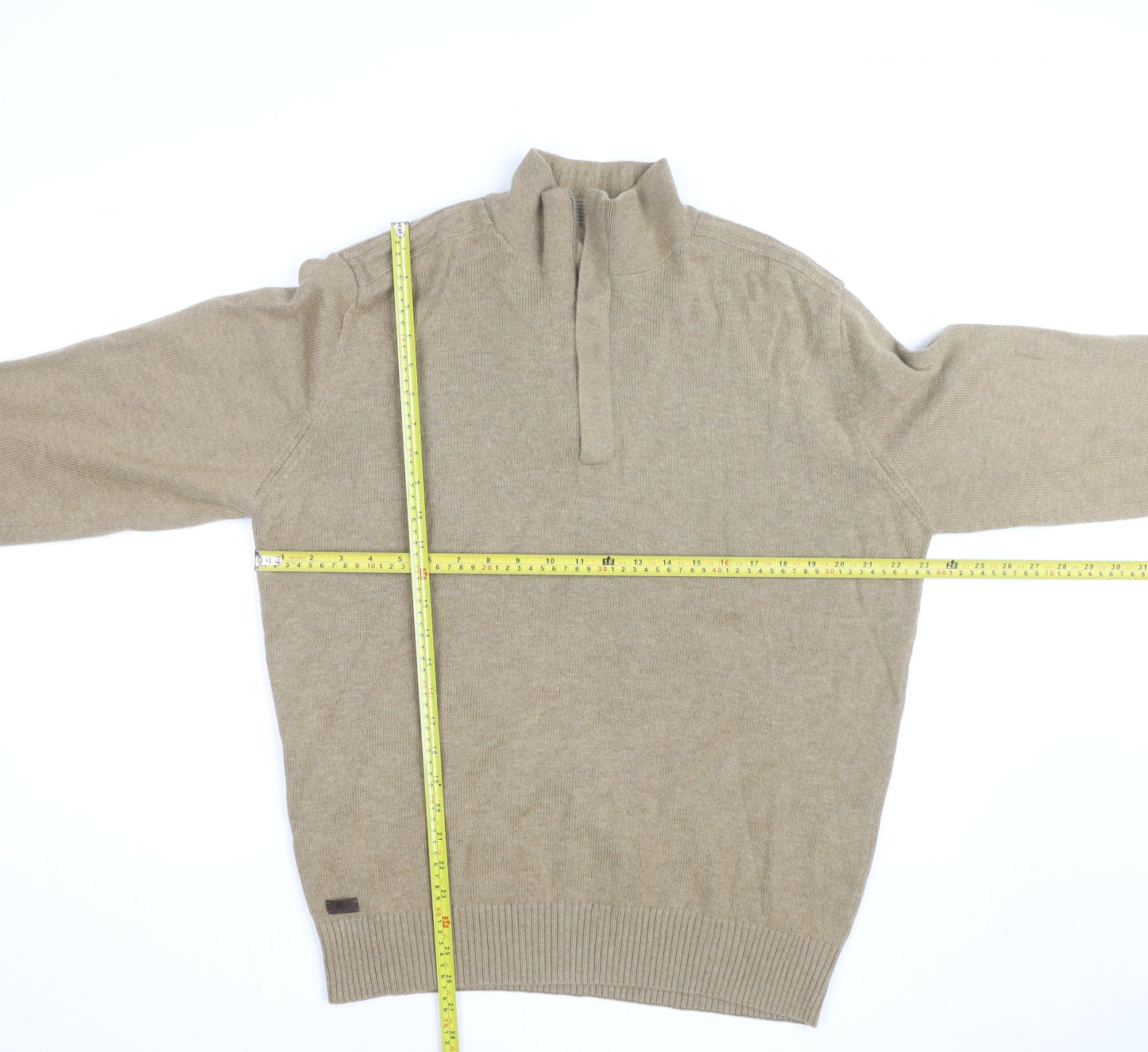 Lacoste Men's Beige Wool Cashmere XL 1/2 Zip Jumper