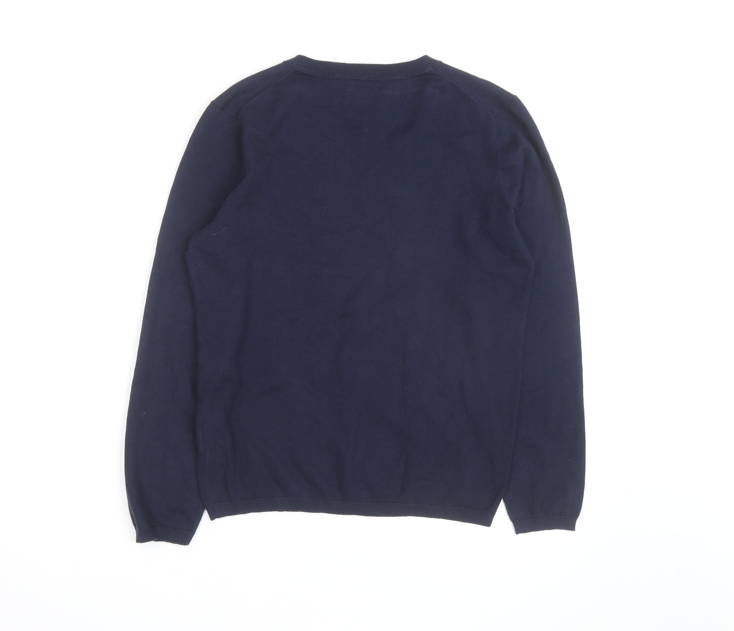 Tommy Hilfiger Men's Blue V-Neck Cotton Pullover Jumper L