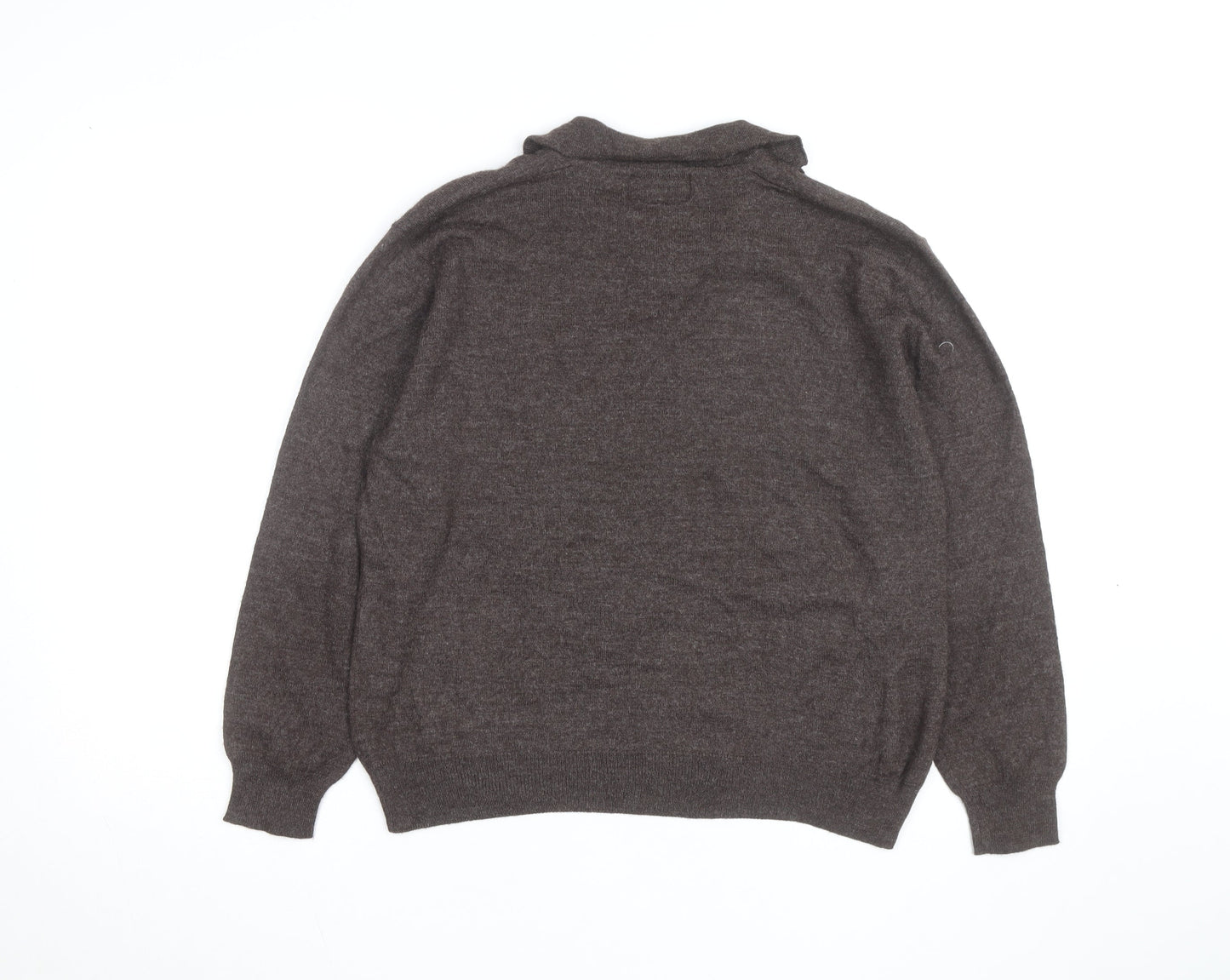 Conte di Milano Men's Brown Collared Wool Blend Pullover Jumper M