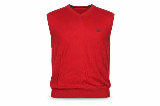 Chaps Men's Red Cotton V-Neck Sleeveless Vest Jumper XL