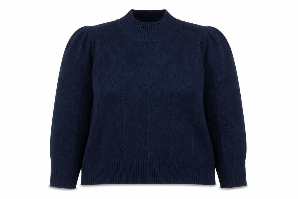 Fat Face Women's Blue High Neck Knit Jumper Size 22