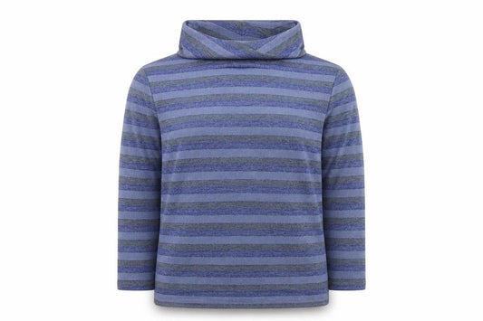 Klass Men Blue Striped Roll Neck Pullover Jumper XL