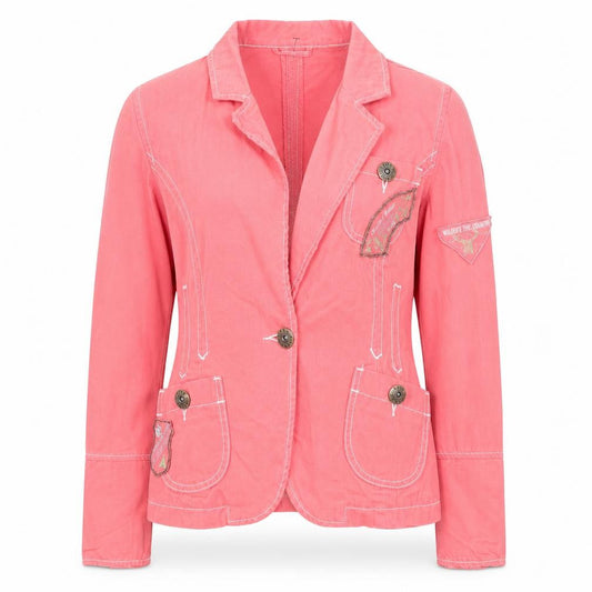 Zone Libre Women Pink Cotton Long Sleeve Button Blouse M