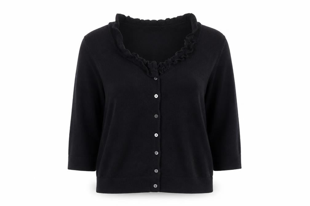 DKNY Women Black Cashmere Button Cardigan XL