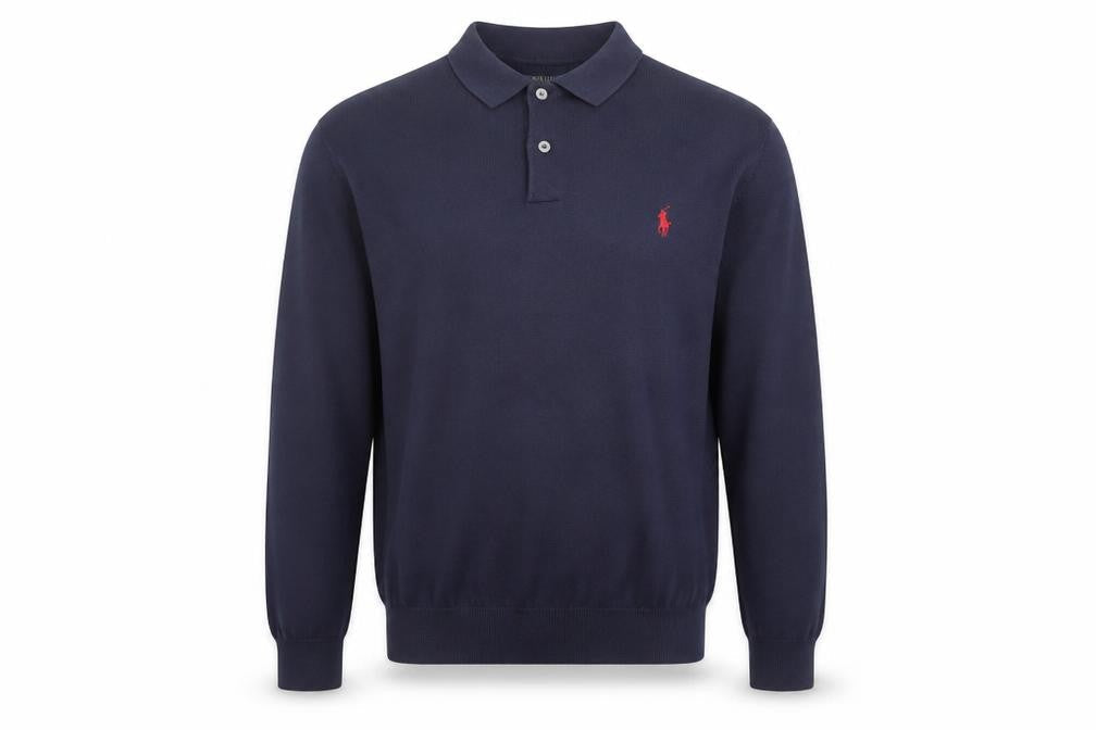 Polo Ralph Lauren Men’s Blue Pima Cotton Long Sleeve Polo Shirt M